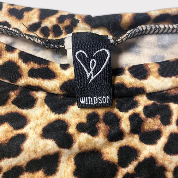 Windsor | Leopard Print Brushed Knit Crop Top  | Medium | Long Sleeve & Knot Tie - Picture 6 of 7